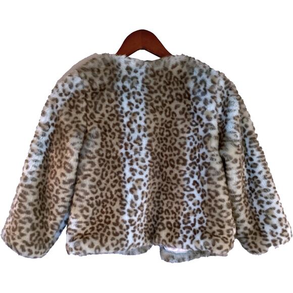 KIDPIK Leopard Print Blue and Brown Faux Fur Soft Jacket/Coat Girls Medium - Picture 2 of 10